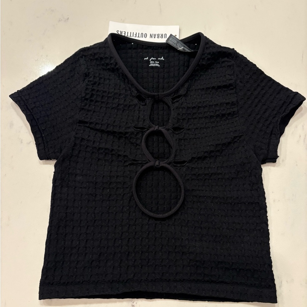 Urban Outfitters Black Textured TIGHT/STRETCH Top